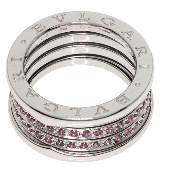 BVLGARI Ring K18WG Silver B-zero1 B-zero One 3-band Garnet #55 Women Used Authentic