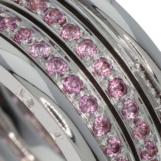 BVLGARI Ring K18WG Silver B-zero1 B-zero One 3-band Garnet #55 Women Used Authentic