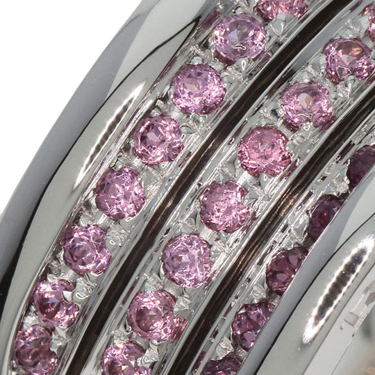 BVLGARI Ring K18WG Silver B-zero1 B-zero One 3-band Garnet #55 Women Used Authentic