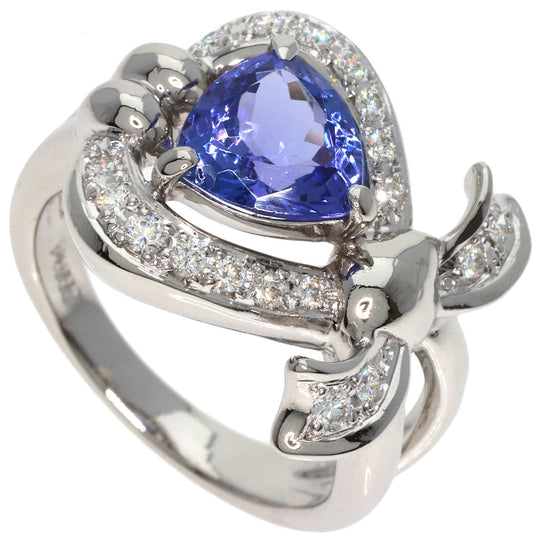 MITSUO KAJI Ring PT900 Silver Tanzanite Diamond Ring Women Used Authentic