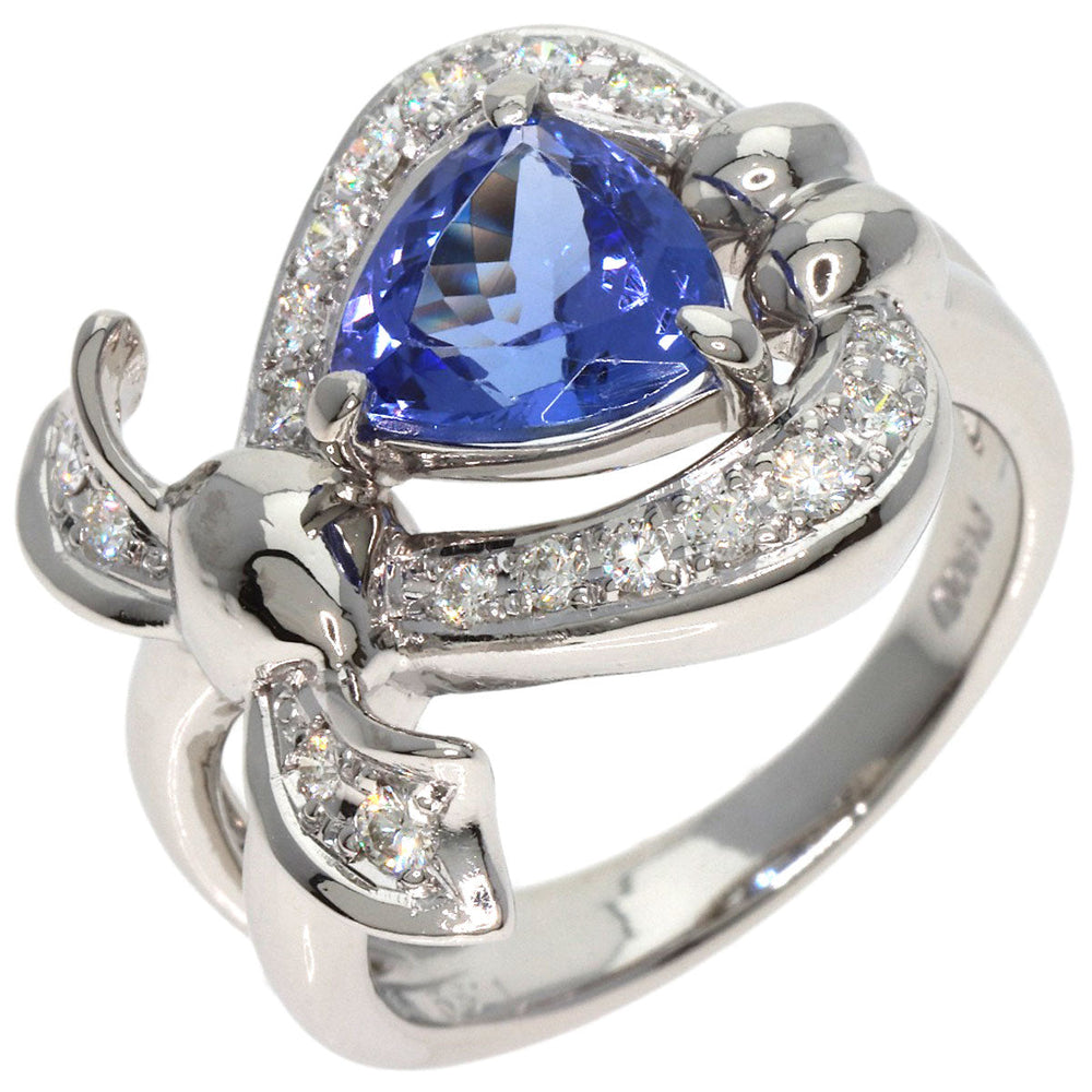 MITSUO KAJI Ring PT900 Silver Tanzanite Diamond Ring Women Used Authentic