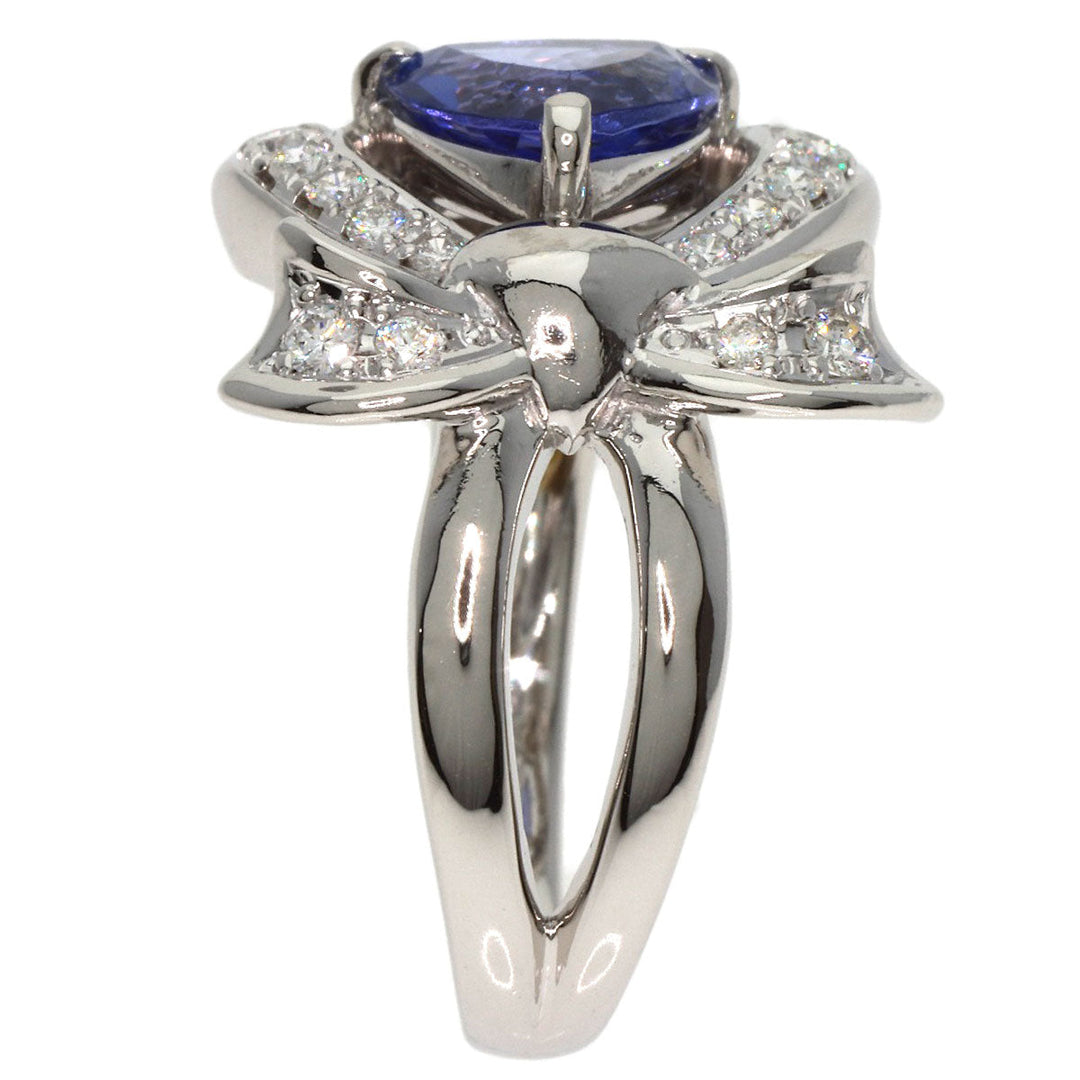 MITSUO KAJI Ring PT900 Silver Tanzanite Diamond Ring Women Used Authentic