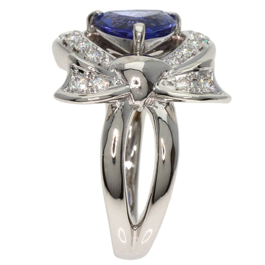 MITSUO KAJI Ring PT900 Silver Tanzanite Diamond Ring Women Used Authentic