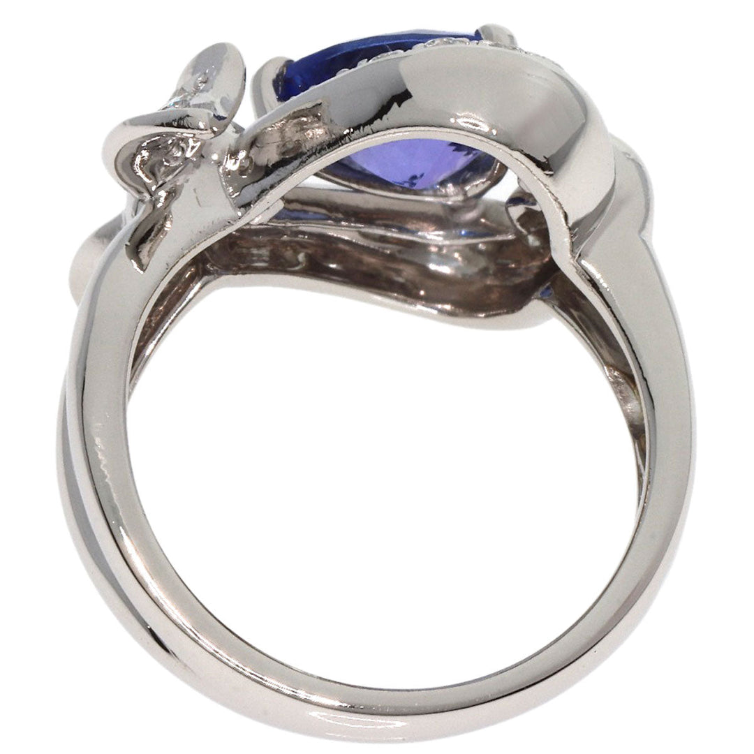 MITSUO KAJI Ring PT900 Silver Tanzanite Diamond Ring Women Used Authentic