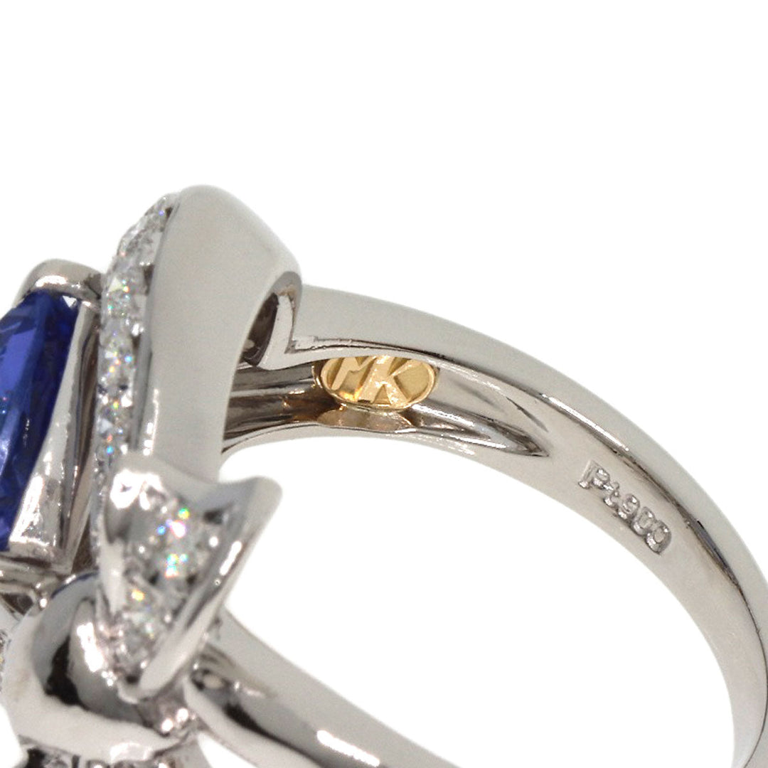 MITSUO KAJI Ring PT900 Silver Tanzanite Diamond Ring Women Used Authentic