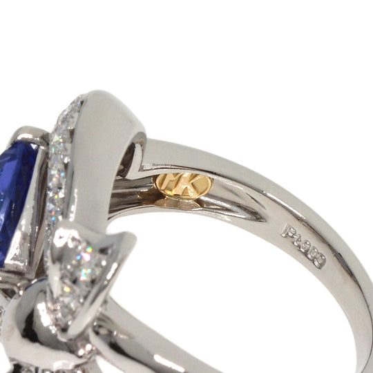 MITSUO KAJI Ring PT900 Silver Tanzanite Diamond Ring Women Used Authentic