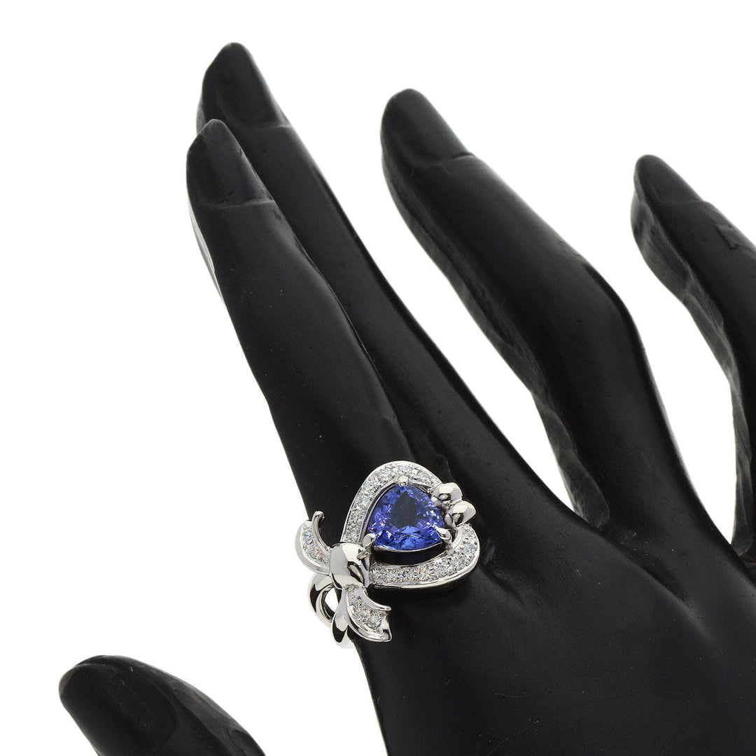 MITSUO KAJI Ring PT900 Silver Tanzanite Diamond Ring Women Used Authentic