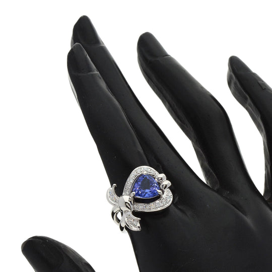 MITSUO KAJI Ring PT900 Silver Tanzanite Diamond Ring Women Used Authentic