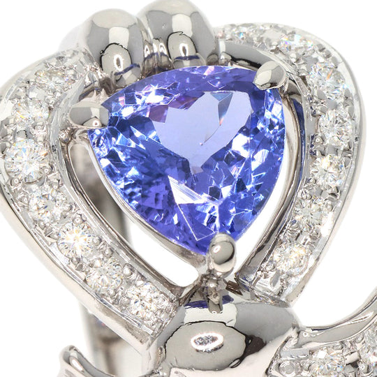 MITSUO KAJI Ring PT900 Silver Tanzanite Diamond Ring Women Used Authentic