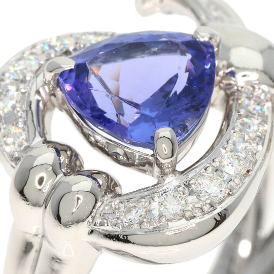 MITSUO KAJI Ring PT900 Silver Tanzanite Diamond Ring Women Used Authentic