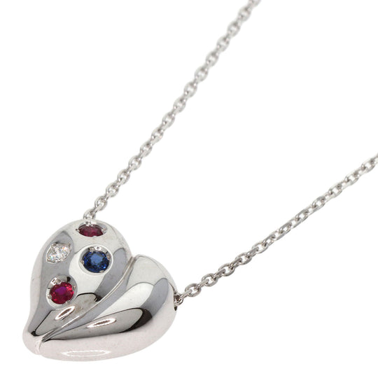 MIKIMOTO Necklace K18WG Silver Ruby Sapphire Diamond