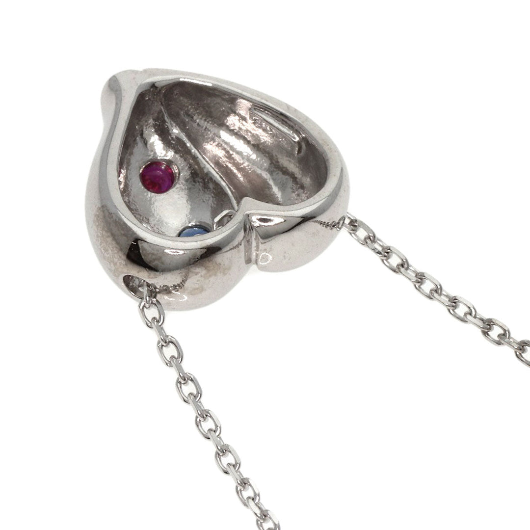 MIKIMOTO Necklace K18WG Silver Ruby Sapphire Diamond