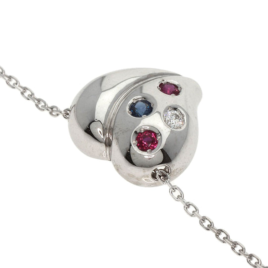 MIKIMOTO Necklace K18WG Silver Ruby Sapphire Diamond