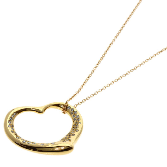 TIFFANY&Co. Necklace 18K Yellow Gold gold Open Heart Large Pav Diamond Women Used Authentic