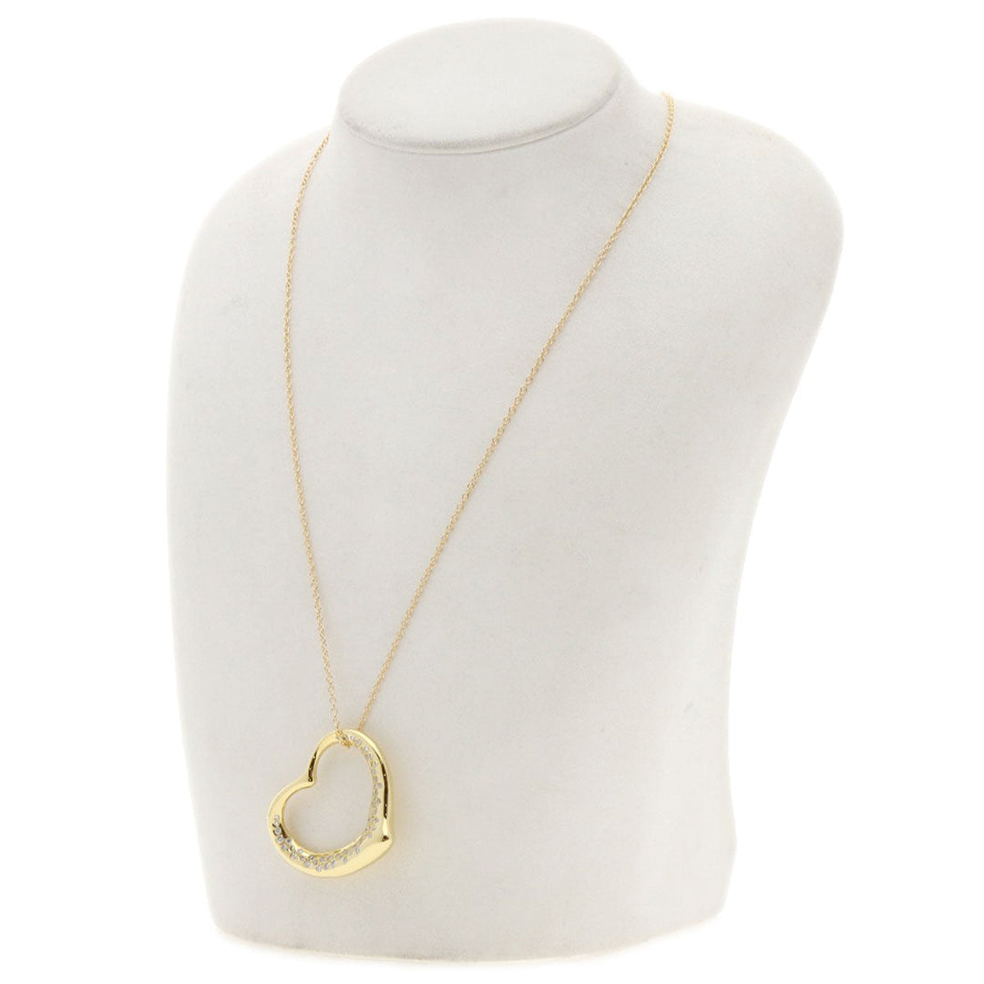 TIFFANY&Co. Necklace 18K Yellow Gold gold Open Heart Large Pav Diamond Women Used Authentic