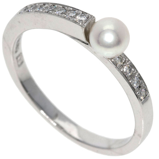 NINA RICCI Ring K18WG Silver 1P Pearl Diamond Women Used Authentic