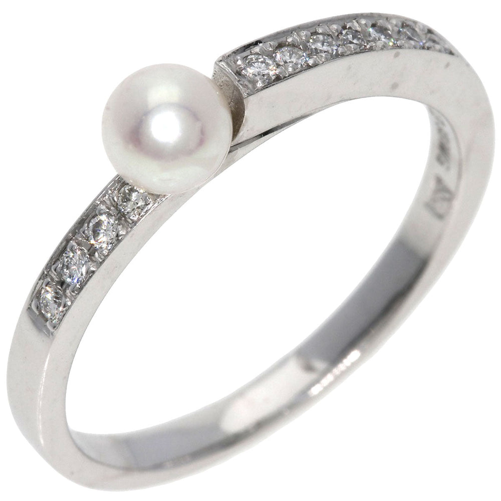 NINA RICCI Ring K18WG Silver 1P Pearl Diamond Women Used Authentic