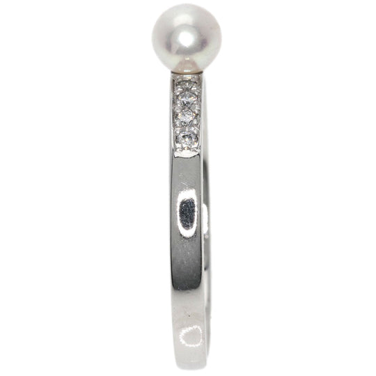 NINA RICCI Ring K18WG Silver 1P Pearl Diamond Women Used Authentic