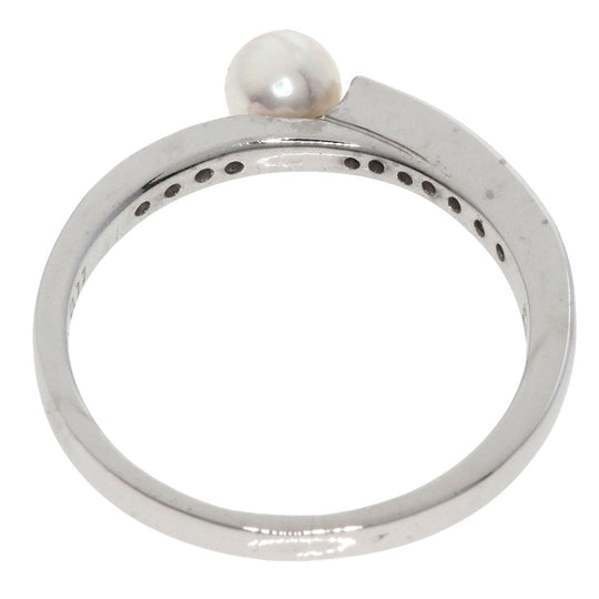 NINA RICCI Ring K18WG Silver 1P Pearl Diamond Women Used Authentic