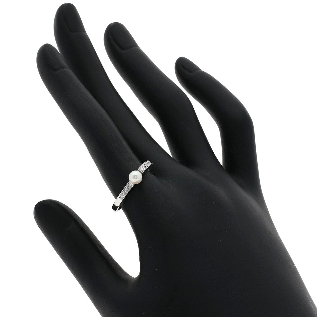 NINA RICCI Ring K18WG Silver 1P Pearl Diamond Women Used Authentic