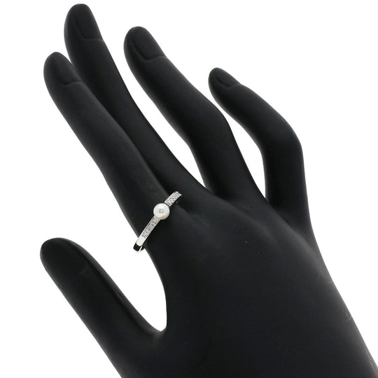 NINA RICCI Ring K18WG Silver 1P Pearl Diamond Women Used Authentic