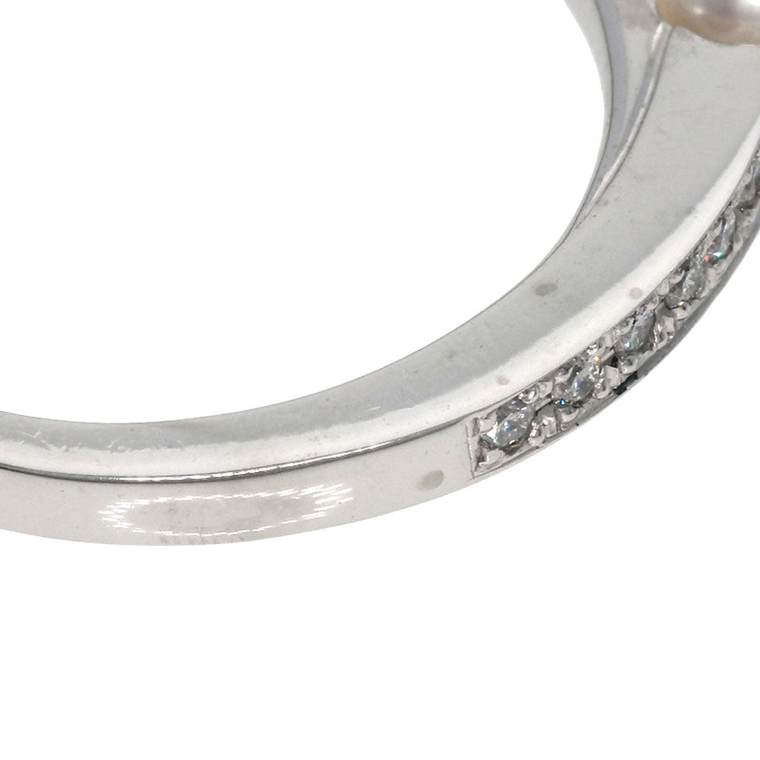 NINA RICCI Ring K18WG Silver 1P Pearl Diamond Women Used Authentic
