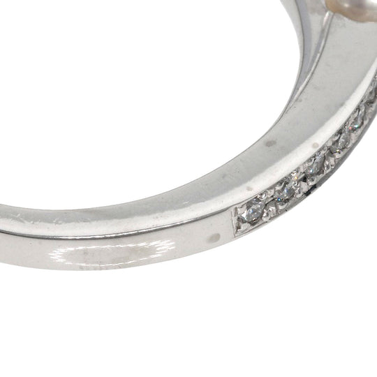 NINA RICCI Ring K18WG Silver 1P Pearl Diamond Women Used Authentic