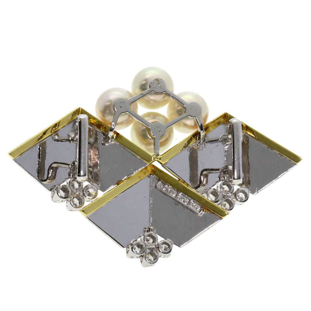 MIKIMOTO Obi closure K14WG , K18YG Silver Pearl pearl diamond Women Used Authentic