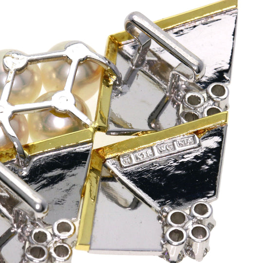 MIKIMOTO Obi closure K14WG , K18YG Silver Pearl pearl diamond Women Used Authentic