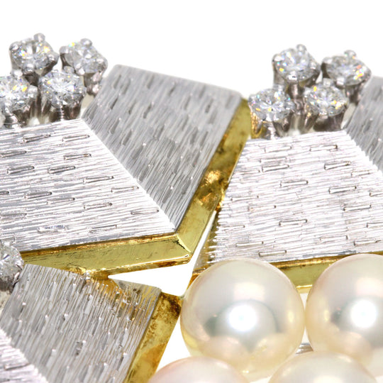 MIKIMOTO Obi closure K14WG , K18YG Silver Pearl pearl diamond Women Used Authentic