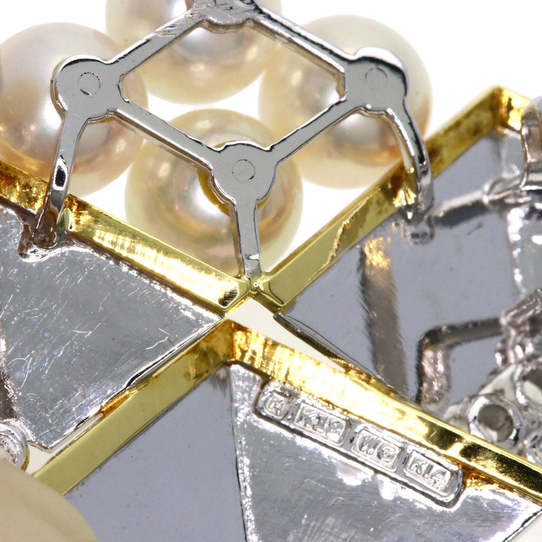 MIKIMOTO Obi closure K14WG , K18YG Silver Pearl pearl diamond Women Used Authentic