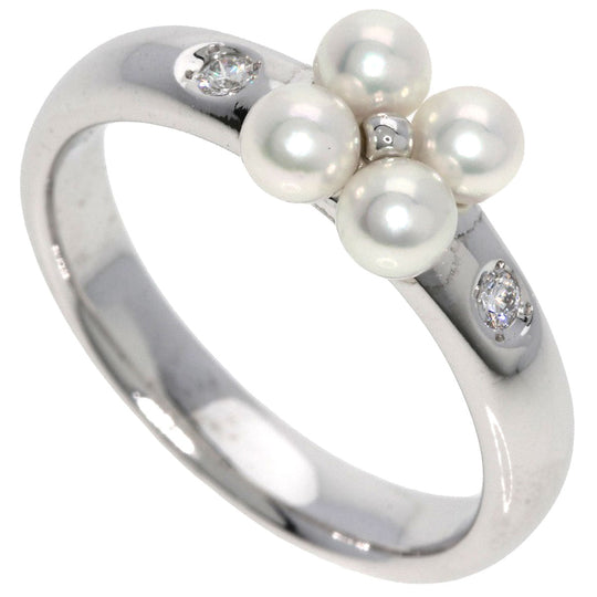 MIKIMOTO Ring K18WG Silver Pearl pearl diamond Women Used Authentic