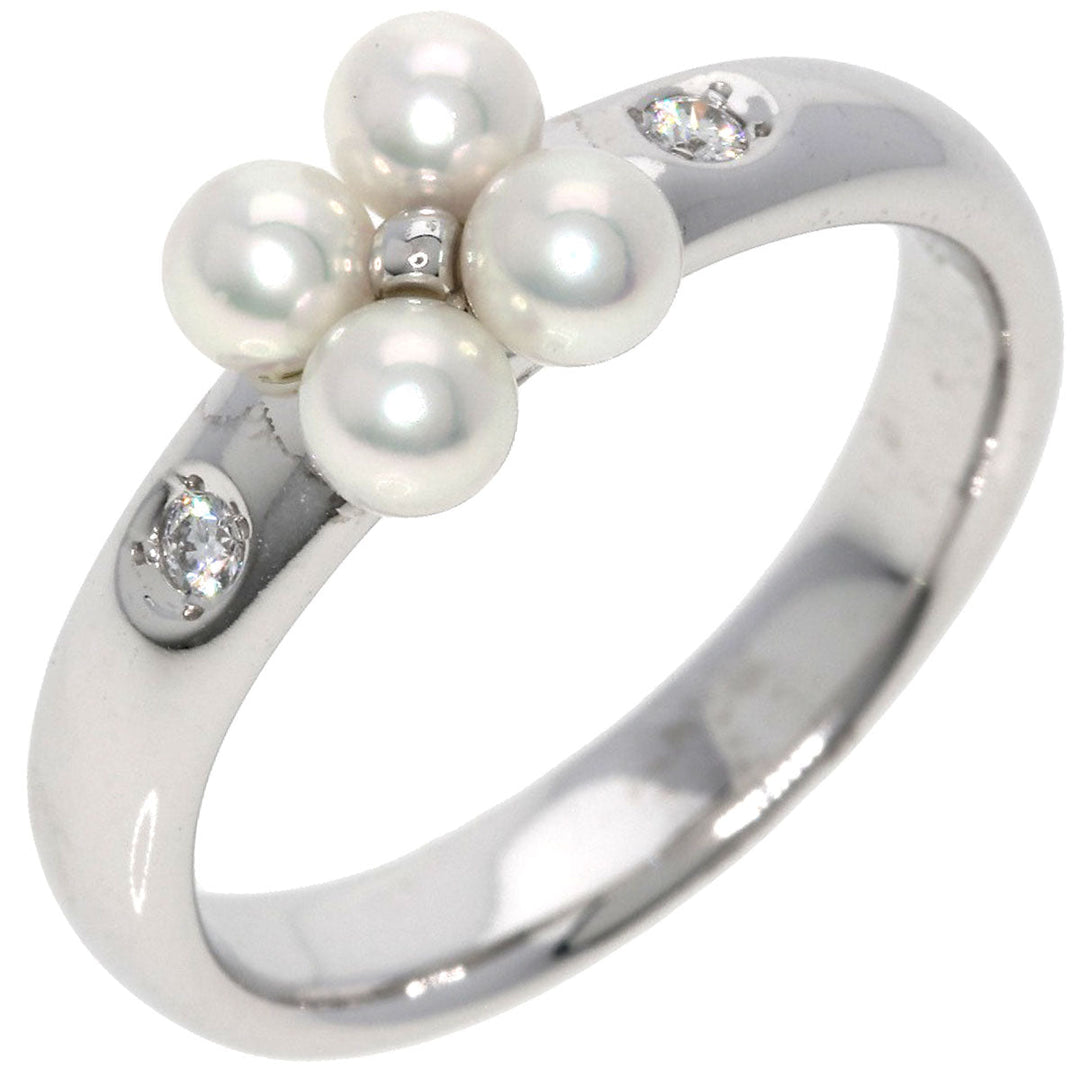 MIKIMOTO Ring K18WG Silver Pearl pearl diamond Women Used Authentic