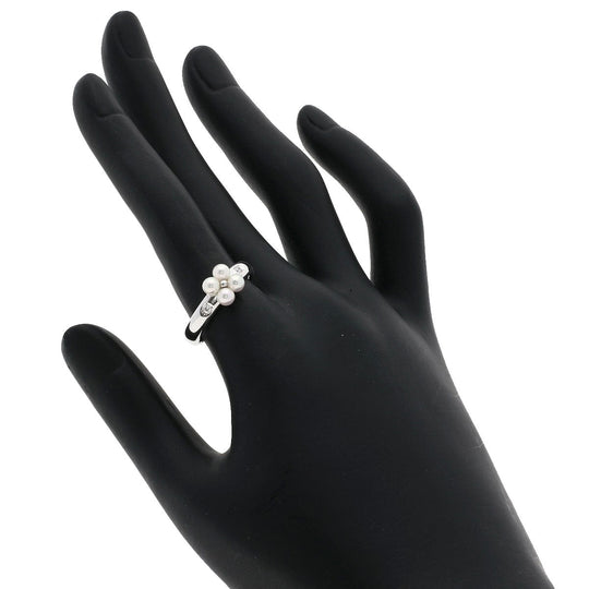 MIKIMOTO Ring K18WG Silver Pearl pearl diamond Women Used Authentic