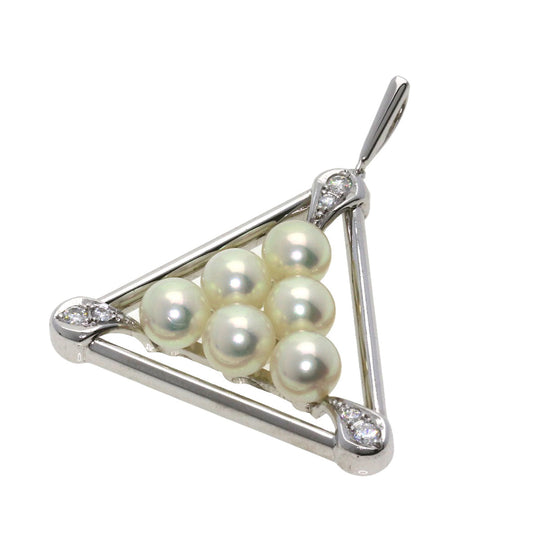 MIKIMOTO Pendant top K14WG Silver Pearl pearl diamond Women Used Authentic