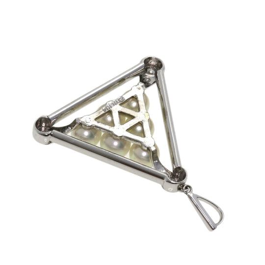 MIKIMOTO Pendant top K14WG Silver Pearl pearl diamond Women Used Authentic