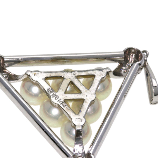 MIKIMOTO Pendant top K14WG Silver Pearl pearl diamond Women Used Authentic