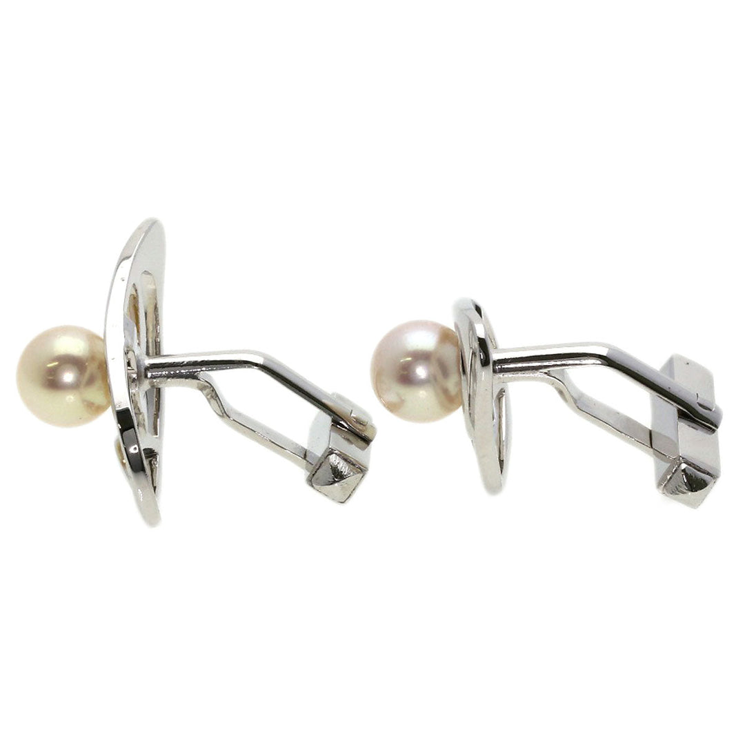 MIKIMOTO cuffs SV Silver Pearl Brooch Pin Set of 2 mens Used Authentic