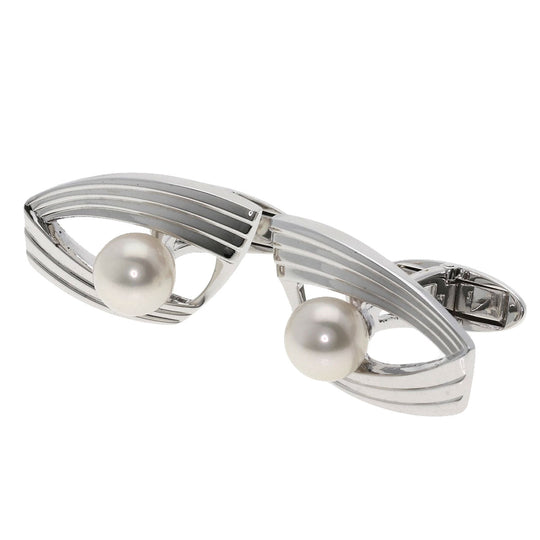 MIKIMOTO cuffs SV Silver Akoya pearl Pearl mens Used Authentic