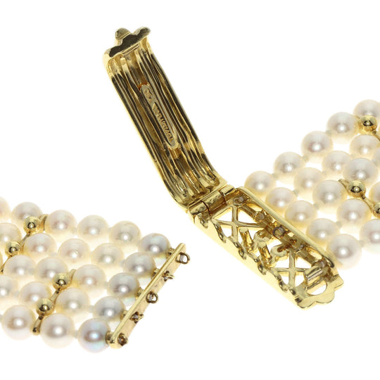 TIFFANY&Co. Necklace 18K Yellow Gold white Pearl Choker Women Used Authentic
