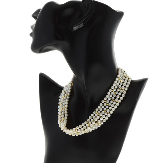 TIFFANY&Co. Necklace 18K Yellow Gold white Pearl Choker Women Used Authentic