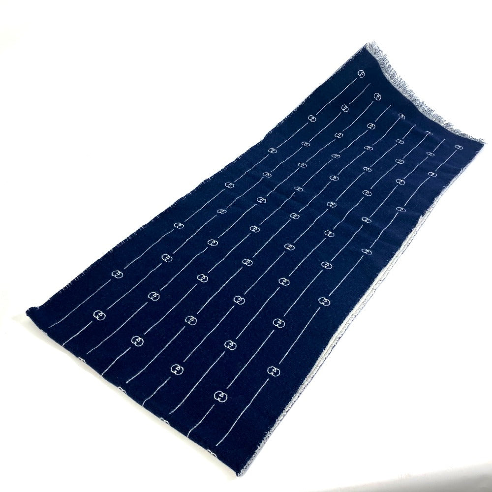 GUCCI Scarf 595718 wool Blue x gray Fashion Accessories scarf mens Used Authentic