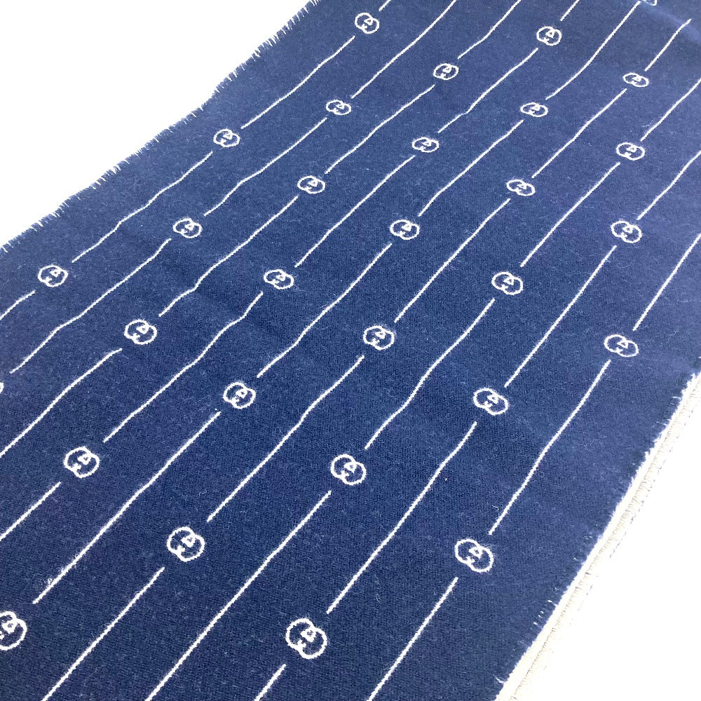 GUCCI Scarf 595718 wool Blue x gray Fashion Accessories scarf mens Used Authentic