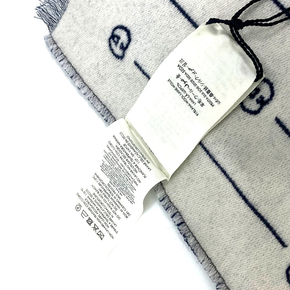 GUCCI Scarf 595718 wool Blue x gray Fashion Accessories scarf mens Used Authentic