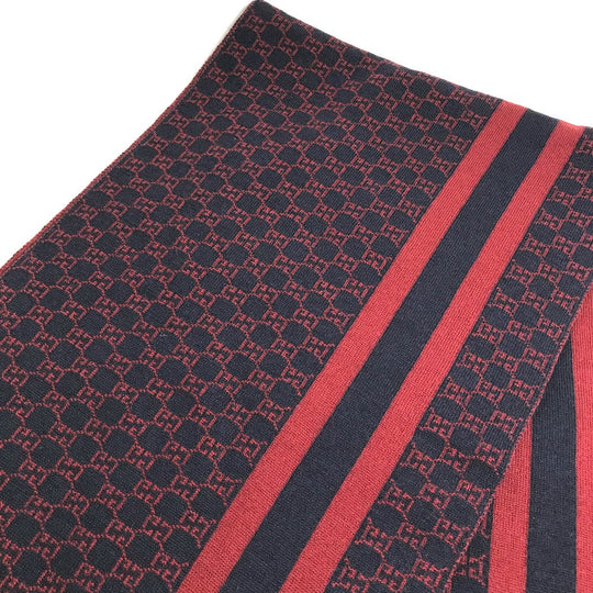 GUCCI Scarf wool Red GG Women Used Authentic