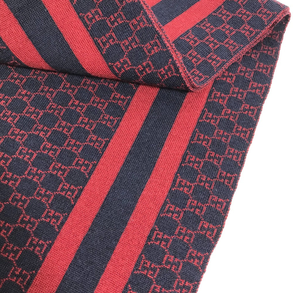 GUCCI Scarf wool Red GG Women Used Authentic