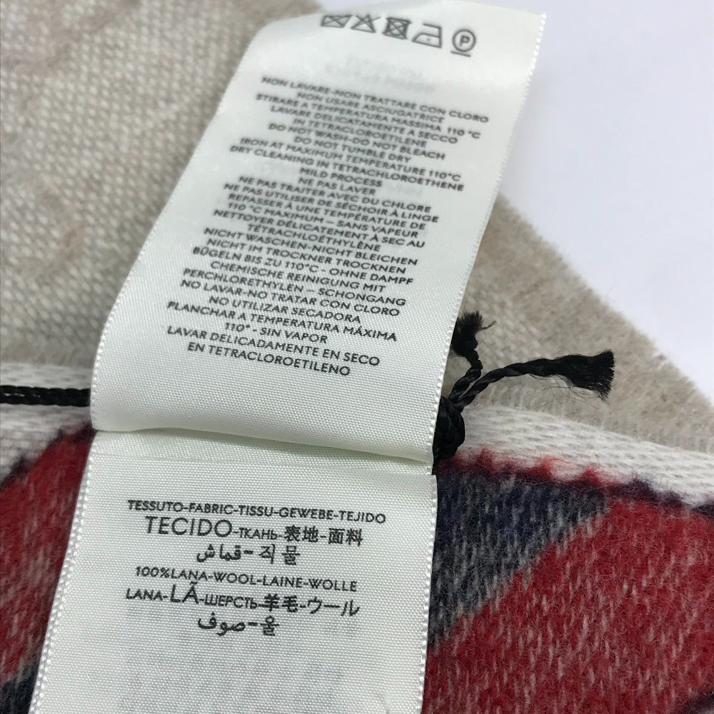 GUCCI Scarf 570603 wool beige GG Shelly line mens Used Authentic