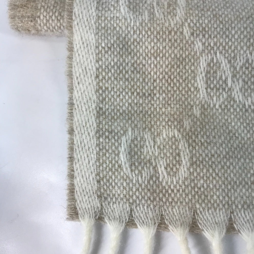 GUCCI Scarf 570603 wool beige GG Shelly line mens Used Authentic