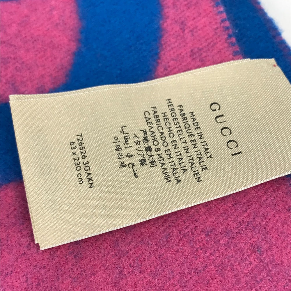 GUCCI Scarf 726526 wool pink GG Jacquard Women Used Authentic
