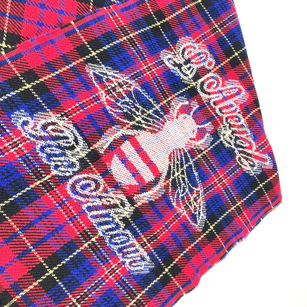 GUCCI Scarf wool Red Check BEE Bee Women Used Authentic